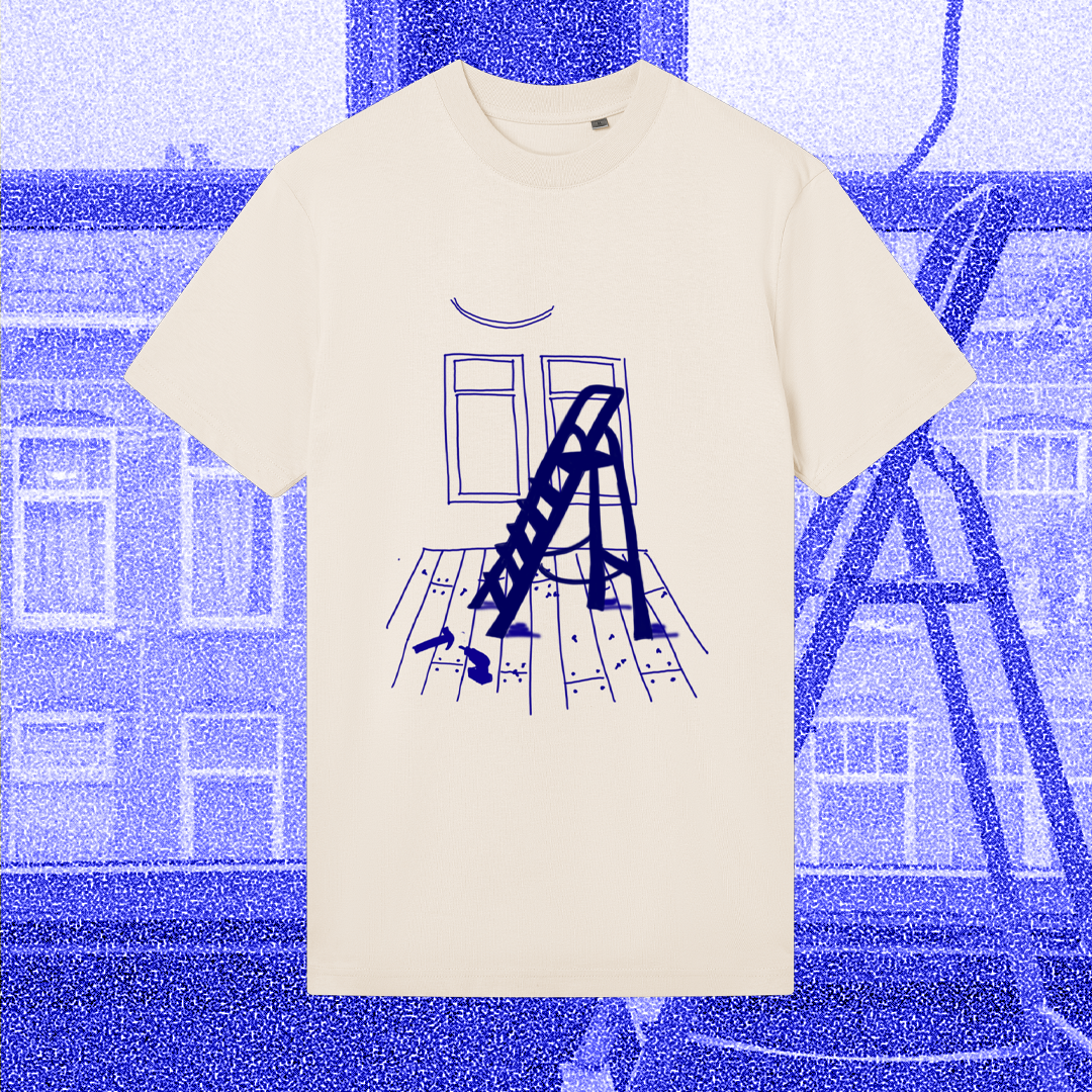 The home project, blue on vintage white, shirt