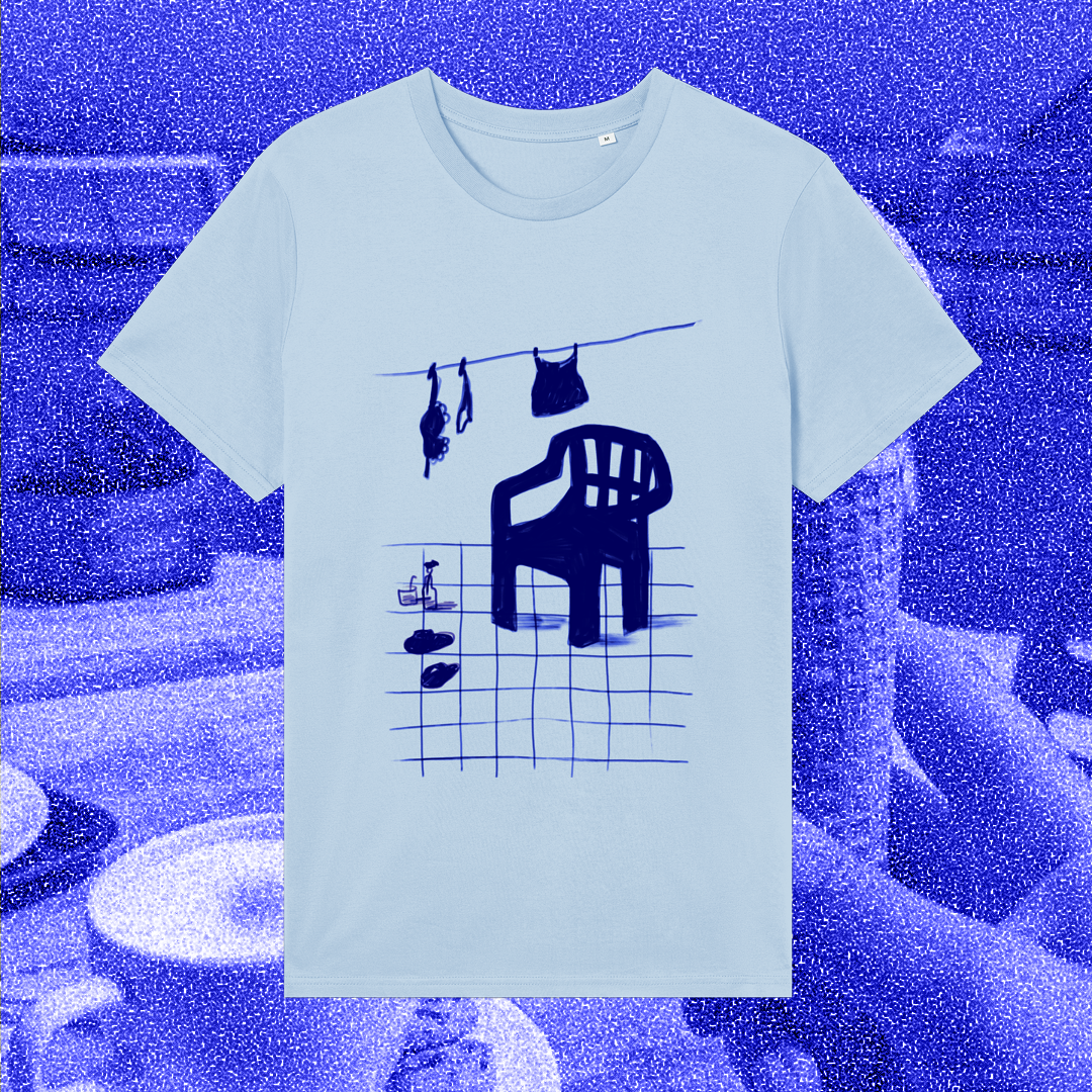 The garden chair, blue on blue