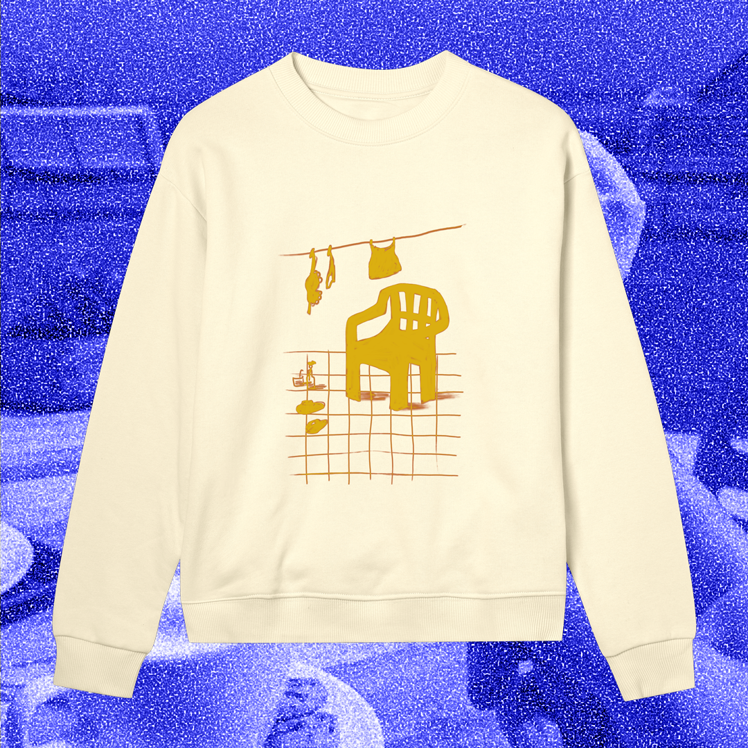 The garden chair, yellow on yellow, sweatshirt