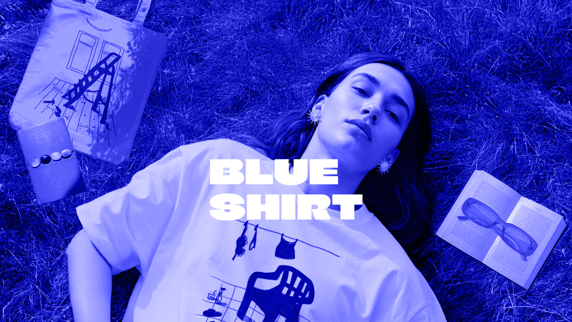 The garden chair, blue on vintage white, shirt