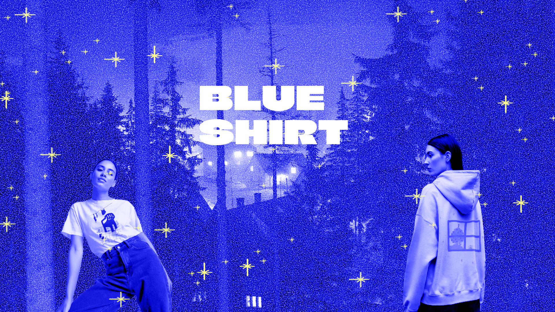 The christmas eveneing, blue on vintage white, shirt