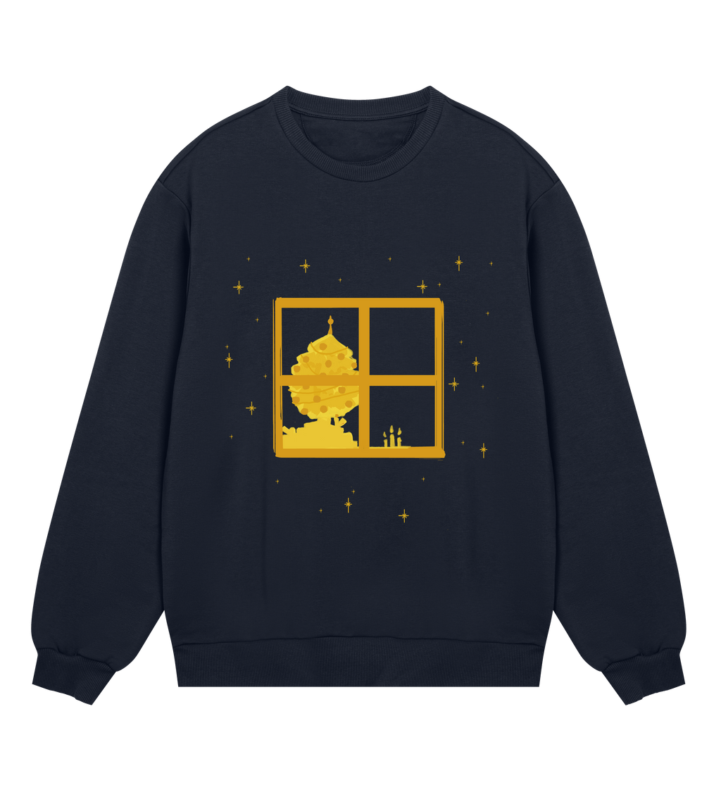 The christmas evening, yellow on dark blue