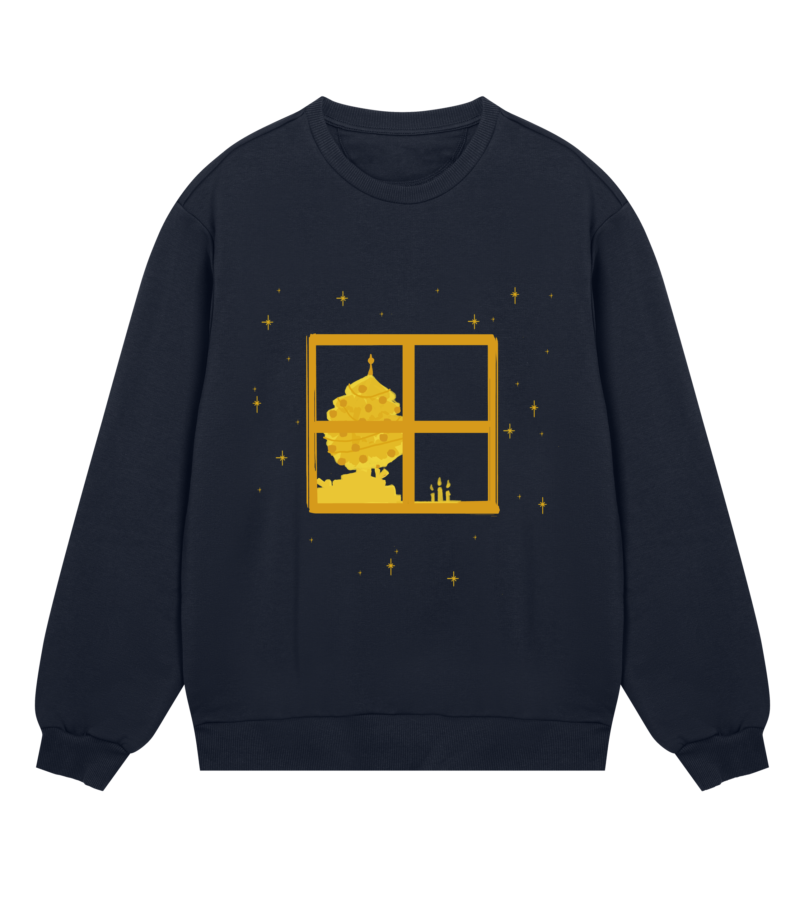 The christmas evening, yellow on dark blue