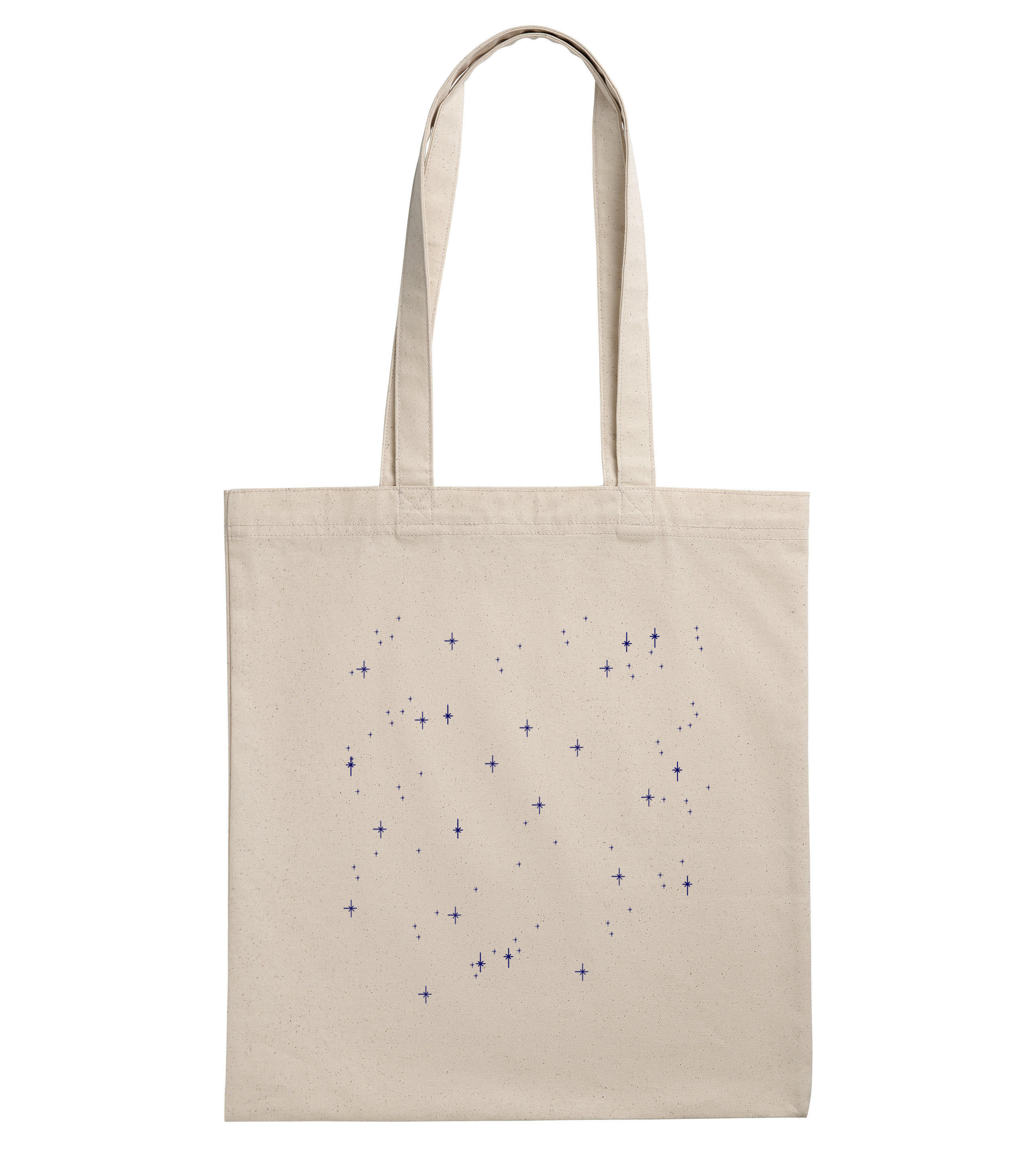 The christmas shopper, blue on natural white